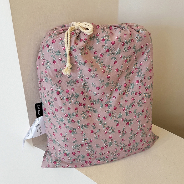 竹合家纺 2025新款爆款韩国小布袋古法水洗云感四件套红果