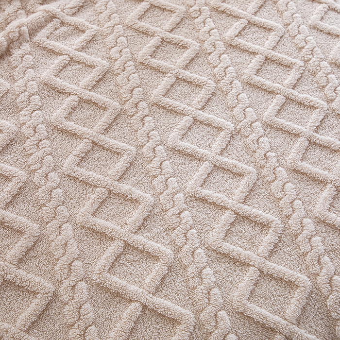 91家纺网 家纺一手货源 找家纺 栩裕纺织 2025新款双面塔芙绒毛毯家用毯子包边款 塔夫绒-米杏色