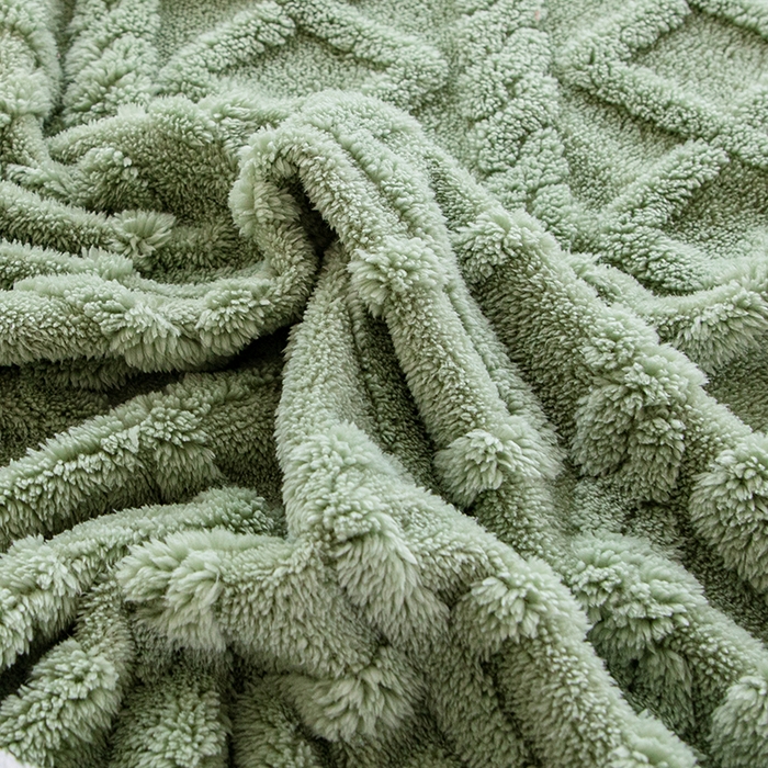91家纺网 家纺一手货源 找家纺 栩裕纺织 2025新款双面塔芙绒毛毯家用毯子包边款 塔夫绒-抹茶绿