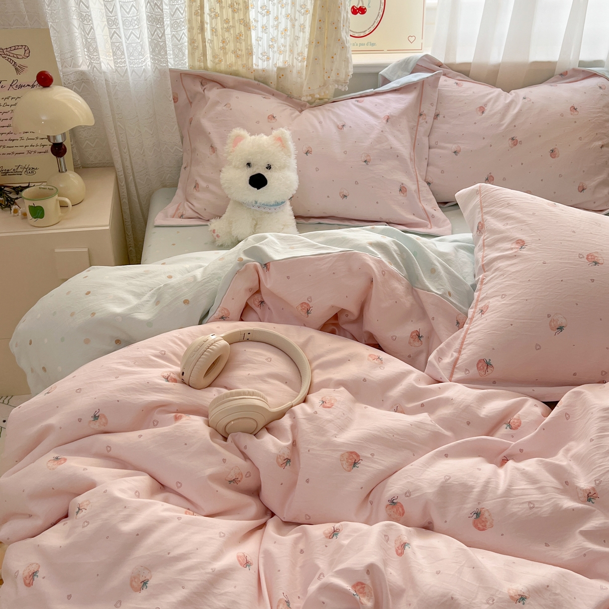 91家纺网 家纺一手货源 找家纺 （总）亨通家纺 2025新款爆款韩国小布袋古法水洗棉云感棉四件套【提供买家秀】