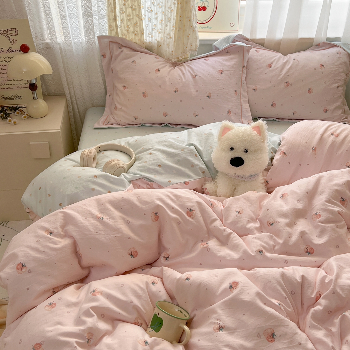 91家纺网 家纺一手货源 找家纺 （总）亨通家纺 2025新款爆款韩国小布袋古法水洗棉云感棉四件套【提供买家秀】