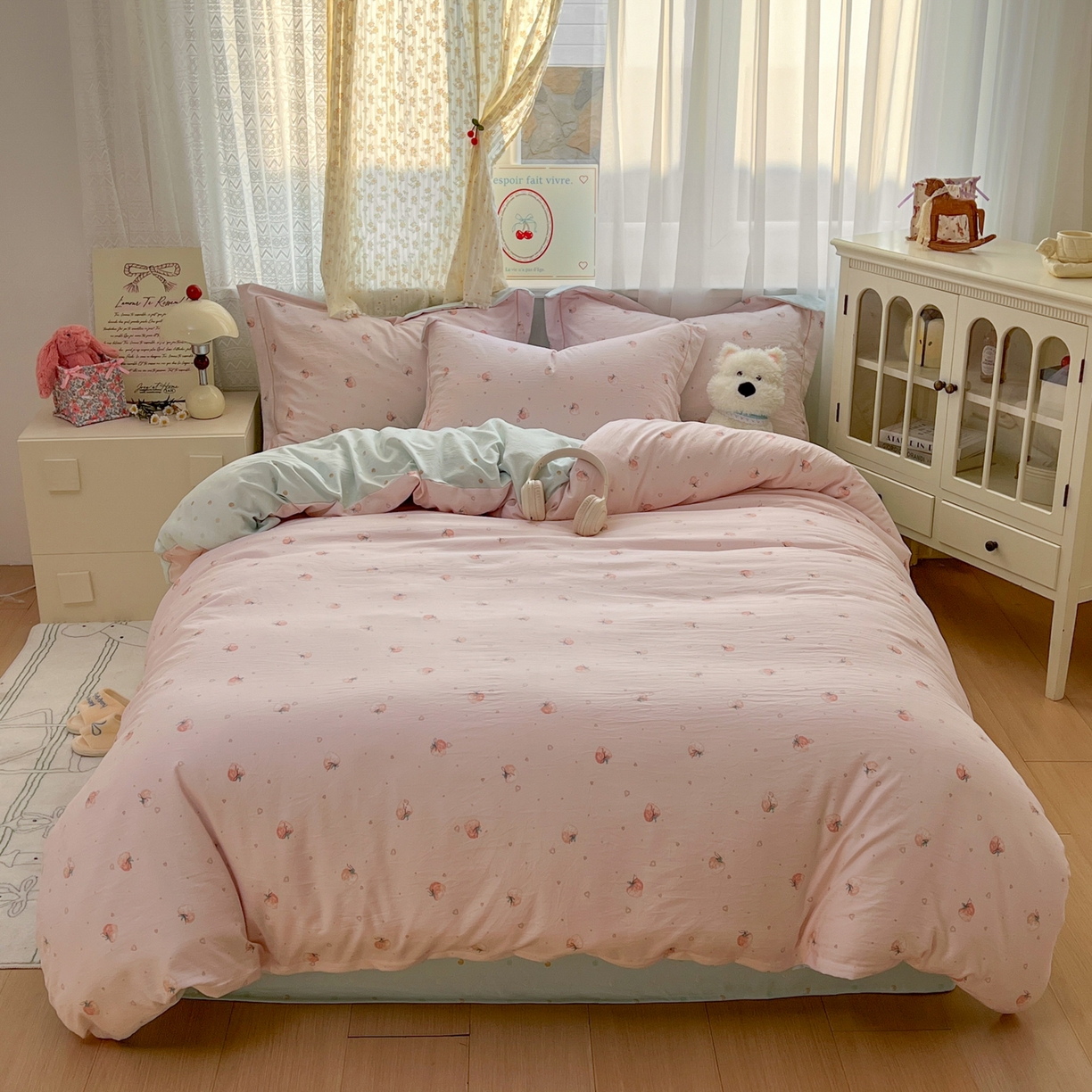 91家纺网 家纺一手货源 找家纺 （总）亨通家纺 2025新款爆款韩国小布袋古法水洗棉云感棉四件套【提供买家秀】