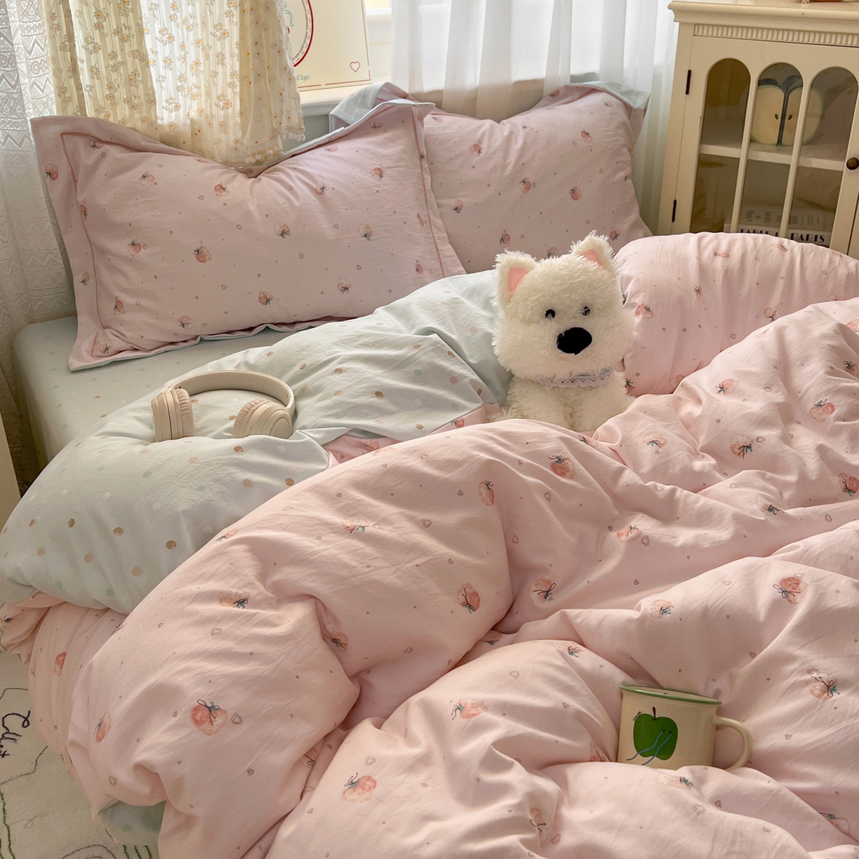 91家纺网 家纺一手货源 找家纺 （总）亨通家纺 2025新款爆款韩国小布袋古法水洗棉云感棉四件套【提供买家秀】