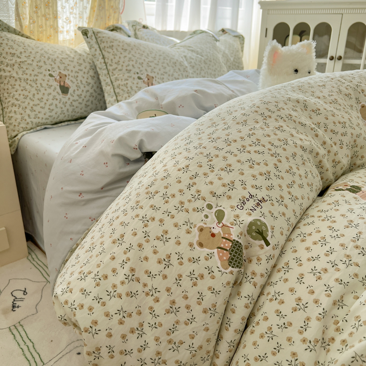 91家纺网 家纺一手货源 找家纺 （总）亨通家纺 2025新款爆款韩国小布袋古法水洗棉云感棉四件套【提供买家秀】