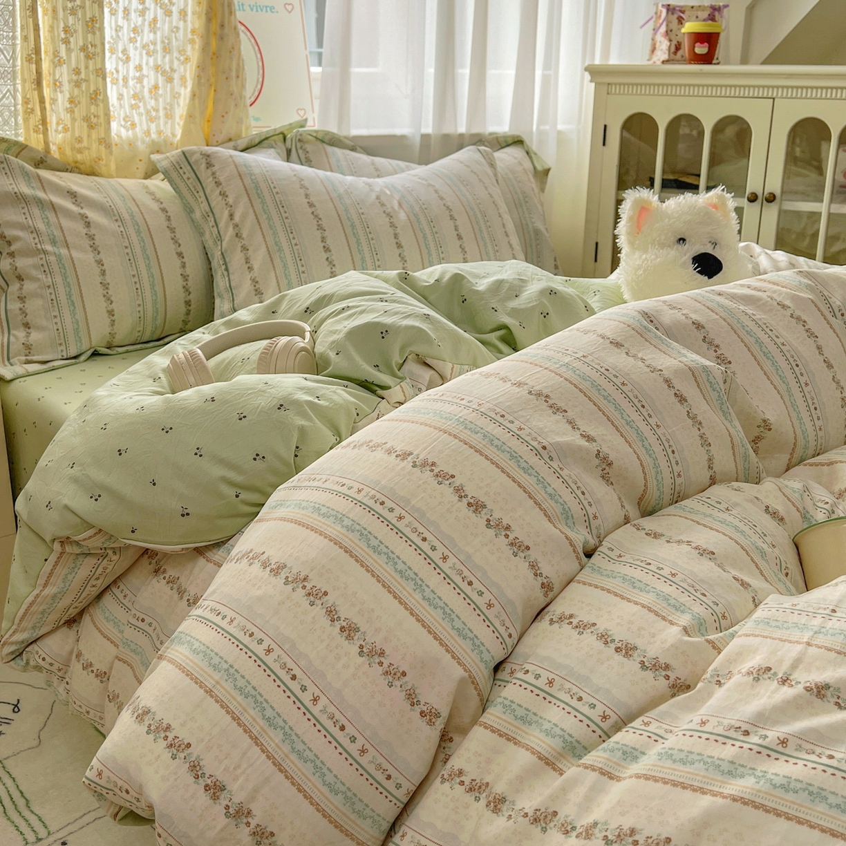 91家纺网 家纺一手货源 找家纺 （总）亨通家纺 2025新款爆款韩国小布袋古法水洗棉云感棉四件套【提供买家秀】