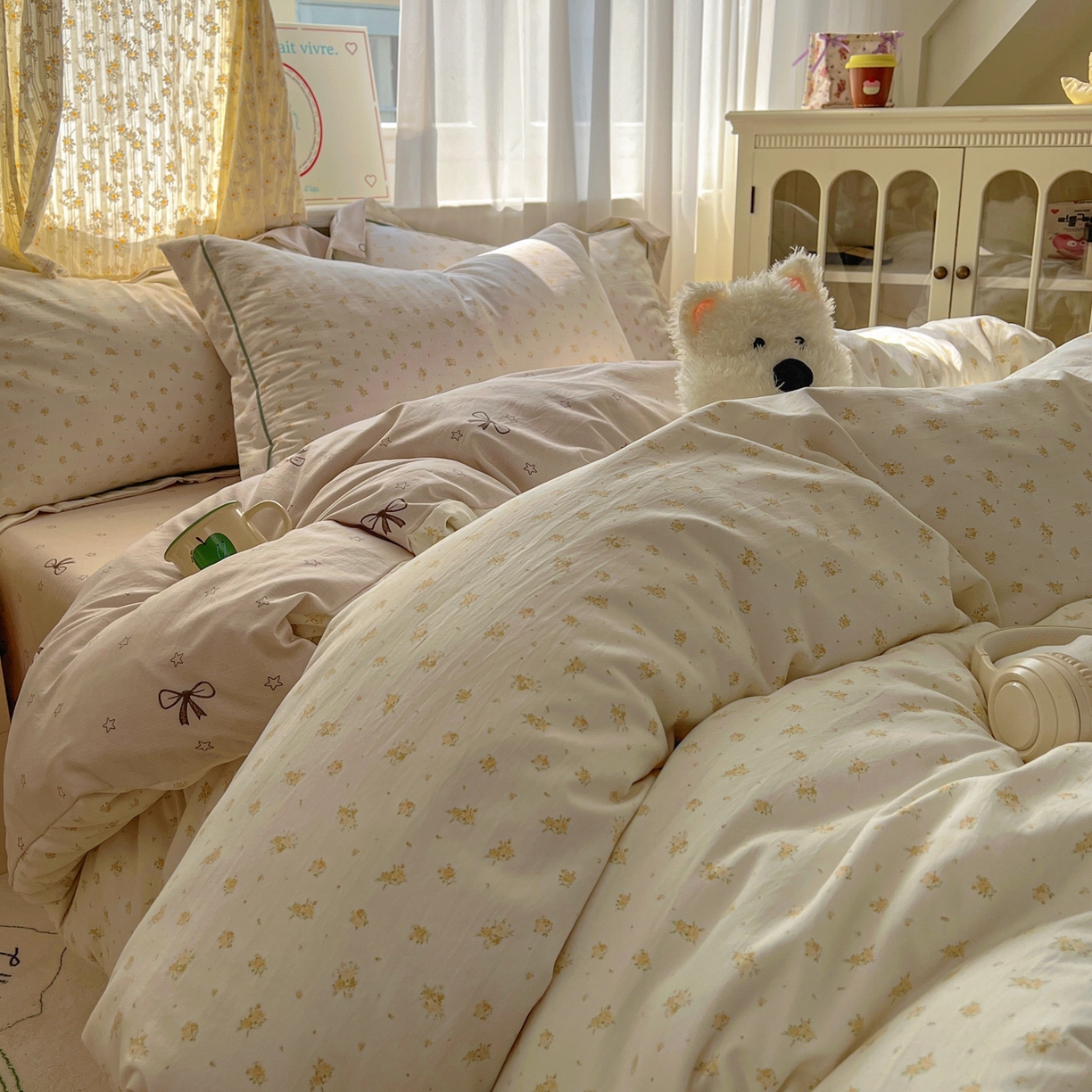 91家纺网 家纺一手货源 找家纺 （总）亨通家纺 2025新款爆款韩国小布袋古法水洗棉云感棉四件套【提供买家秀】