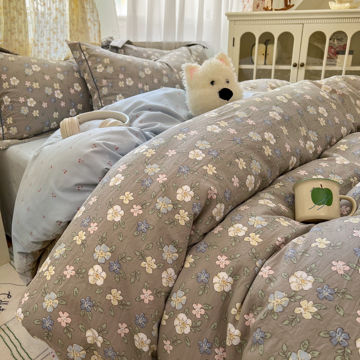 91家纺网 家纺一手货源 找家纺 （总）亨通家纺 2025新款爆款韩国小布袋古法水洗棉云感棉四件套【提供买家秀】