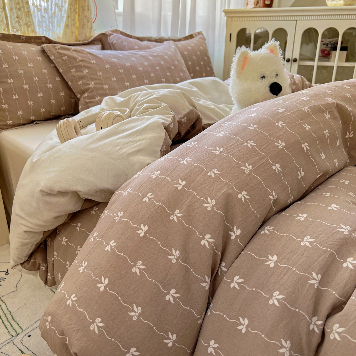 91家纺网 家纺一手货源 找家纺 （总）亨通家纺 2025新款爆款韩国小布袋古法水洗棉云感棉四件套【提供买家秀】