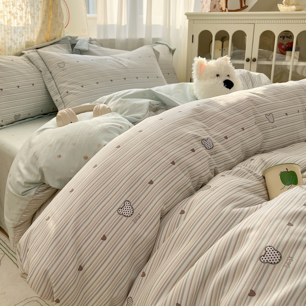 91家纺网 家纺一手货源 找家纺 （总）亨通家纺 2025新款爆款韩国小布袋古法水洗棉云感棉四件套【提供买家秀】