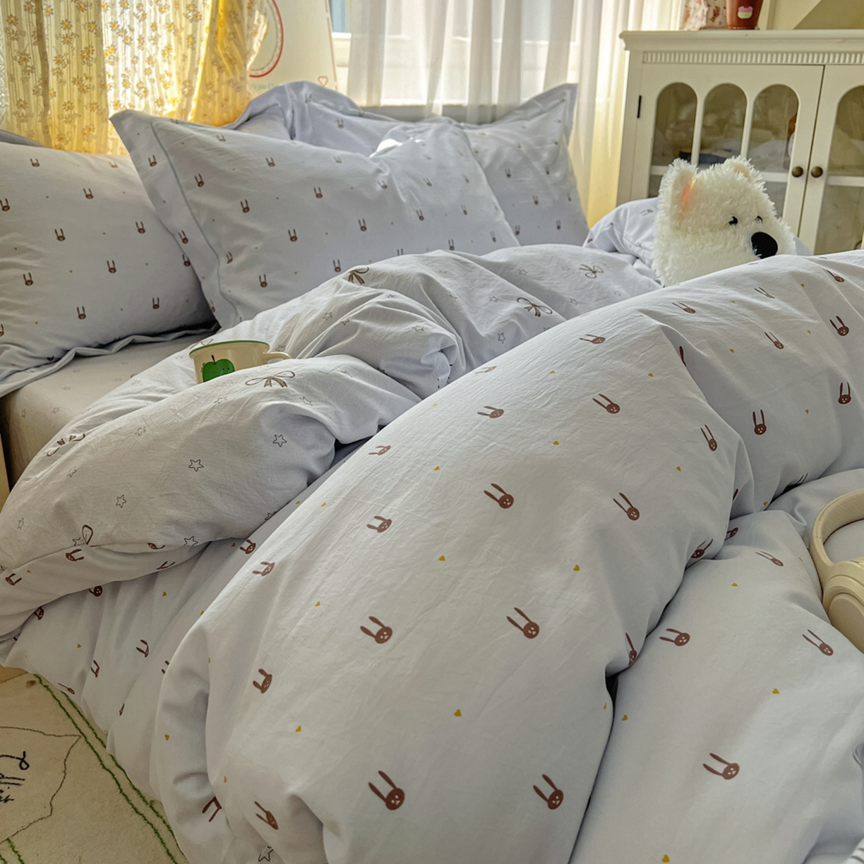 91家纺网 家纺一手货源 找家纺 （总）亨通家纺 2025新款爆款韩国小布袋古法水洗棉云感棉四件套【提供买家秀】