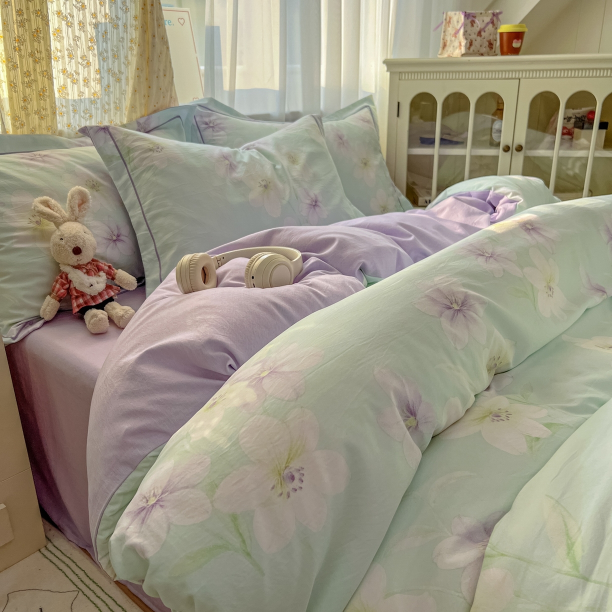 91家纺网 家纺一手货源 找家纺 （总）亨通家纺 2025新款爆款韩国小布袋古法水洗棉云感棉四件套【提供买家秀】