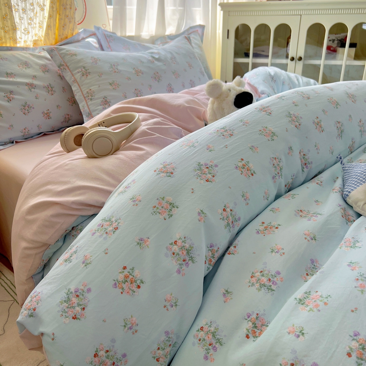 91家纺网 家纺一手货源 找家纺 （总）亨通家纺 2025新款爆款韩国小布袋古法水洗棉云感棉四件套【提供买家秀】