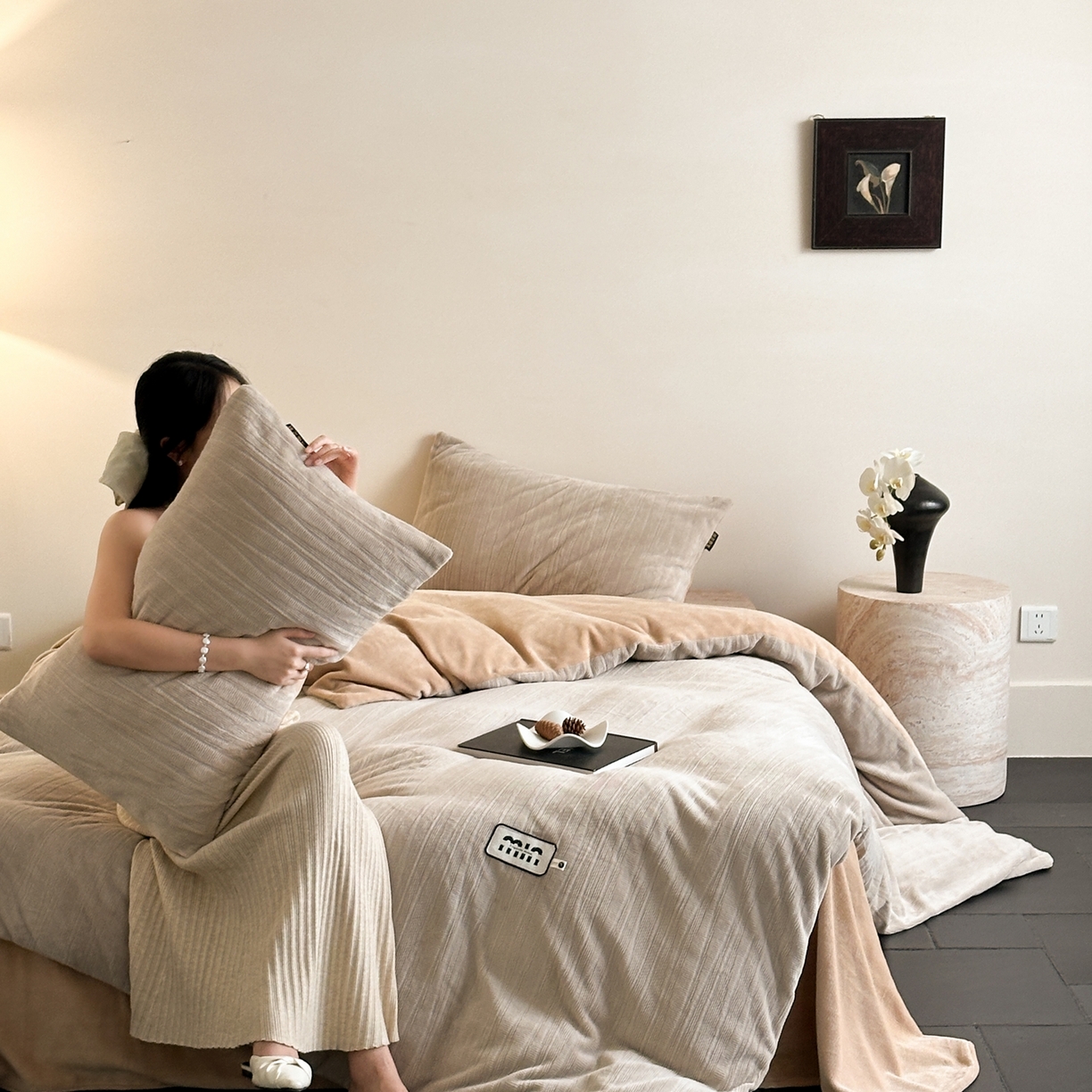 91家纺网 家纺一手货源 找家纺 （总）栩裕纺织 2025新款秋冬简约保暖四件套-卡布奇诺