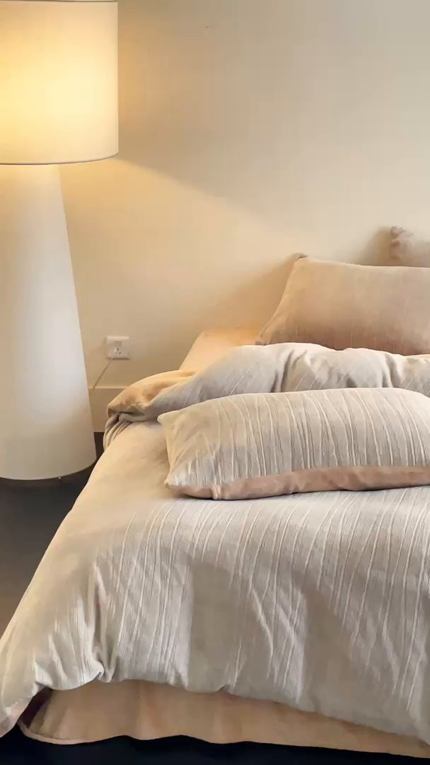 91家纺网 家纺一手货源 找家纺 （总）栩裕纺织 2025新款秋冬简约保暖四件套-卡布奇诺