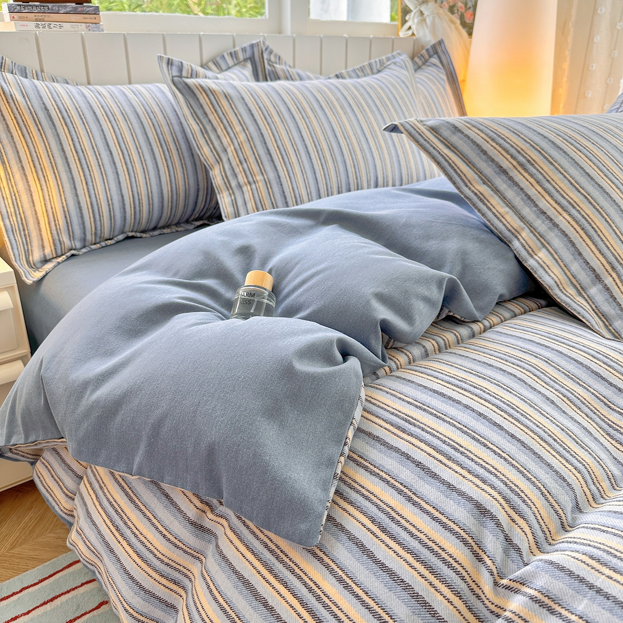 91家纺网 家纺一手货源 找家纺 2025新款全棉磨毛印花单品被套 艾尔伦-蓝