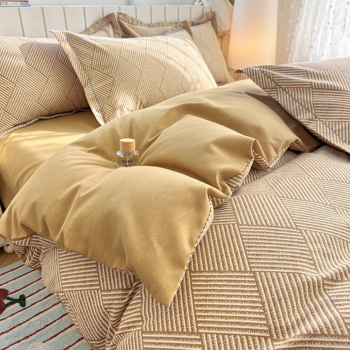 91家纺网 家纺一手货源 找家纺 2025新款全棉磨毛印花单品被套 春雅格-咖