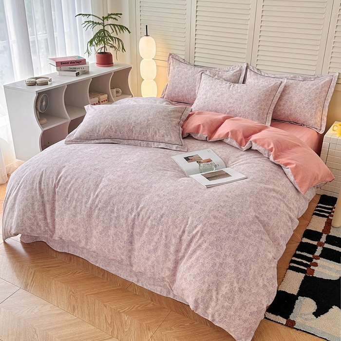 91家纺网 家纺一手货源 找家纺 2025新款全棉磨毛印花单品被套 风信紫