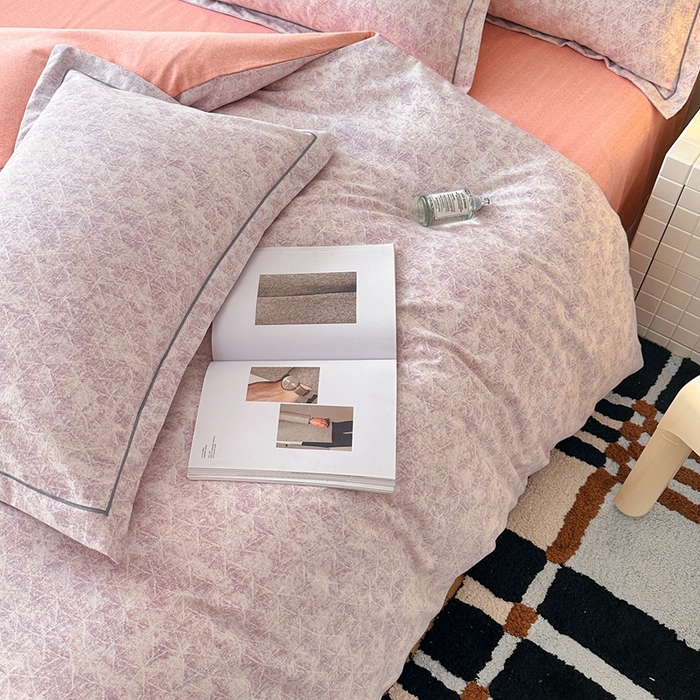 91家纺网 家纺一手货源 找家纺 2025新款全棉磨毛印花单品被套 风信紫