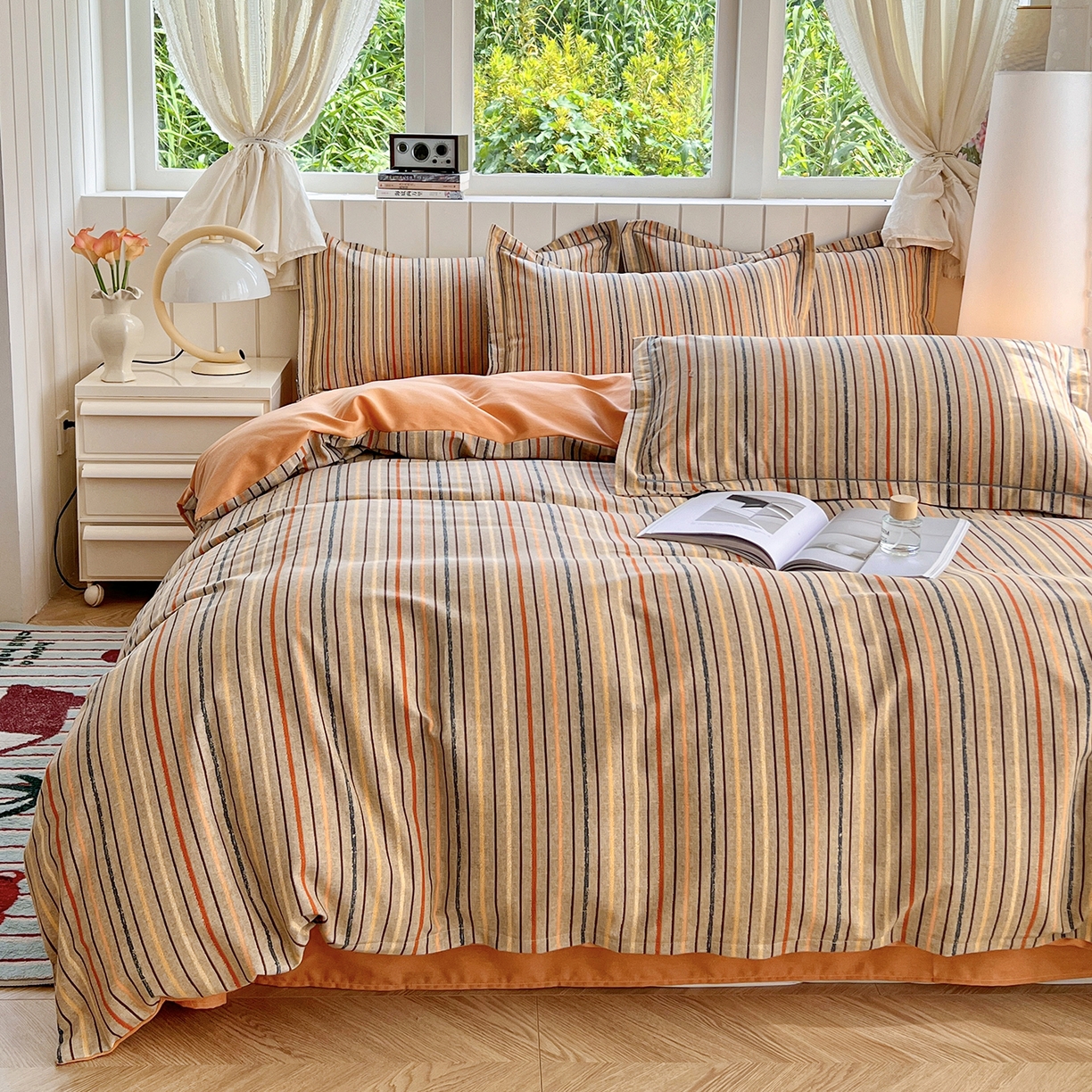 91家纺网 家纺一手货源 找家纺 2025新款全棉磨毛印花单品被套 莫卡迪-桔