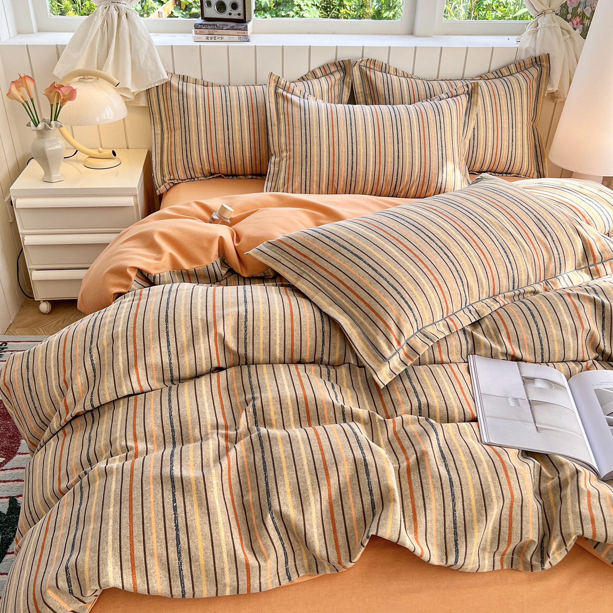 91家纺网 家纺一手货源 找家纺 2025新款全棉磨毛印花单品被套 莫卡迪-桔