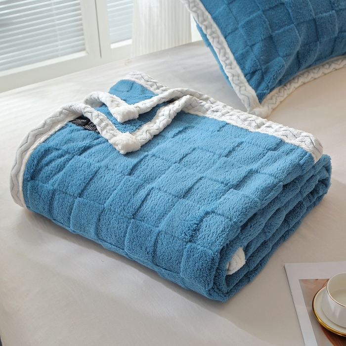 91家纺网 家纺一手货源 找家纺 （总）栩裕纺织 2025新款意大利面包格毛毯-包边款