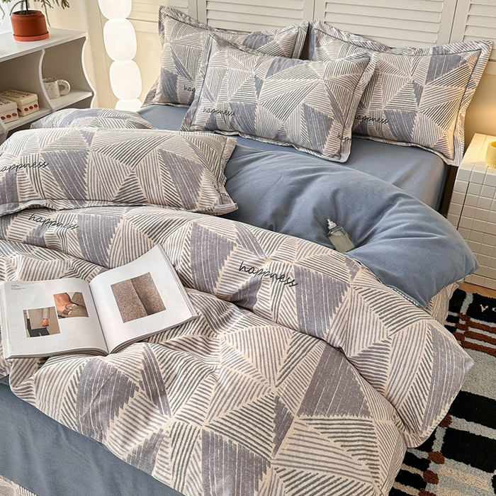 91家纺网 家纺一手货源 找家纺 2025新款全棉磨毛印花单品被套 时光机-灰