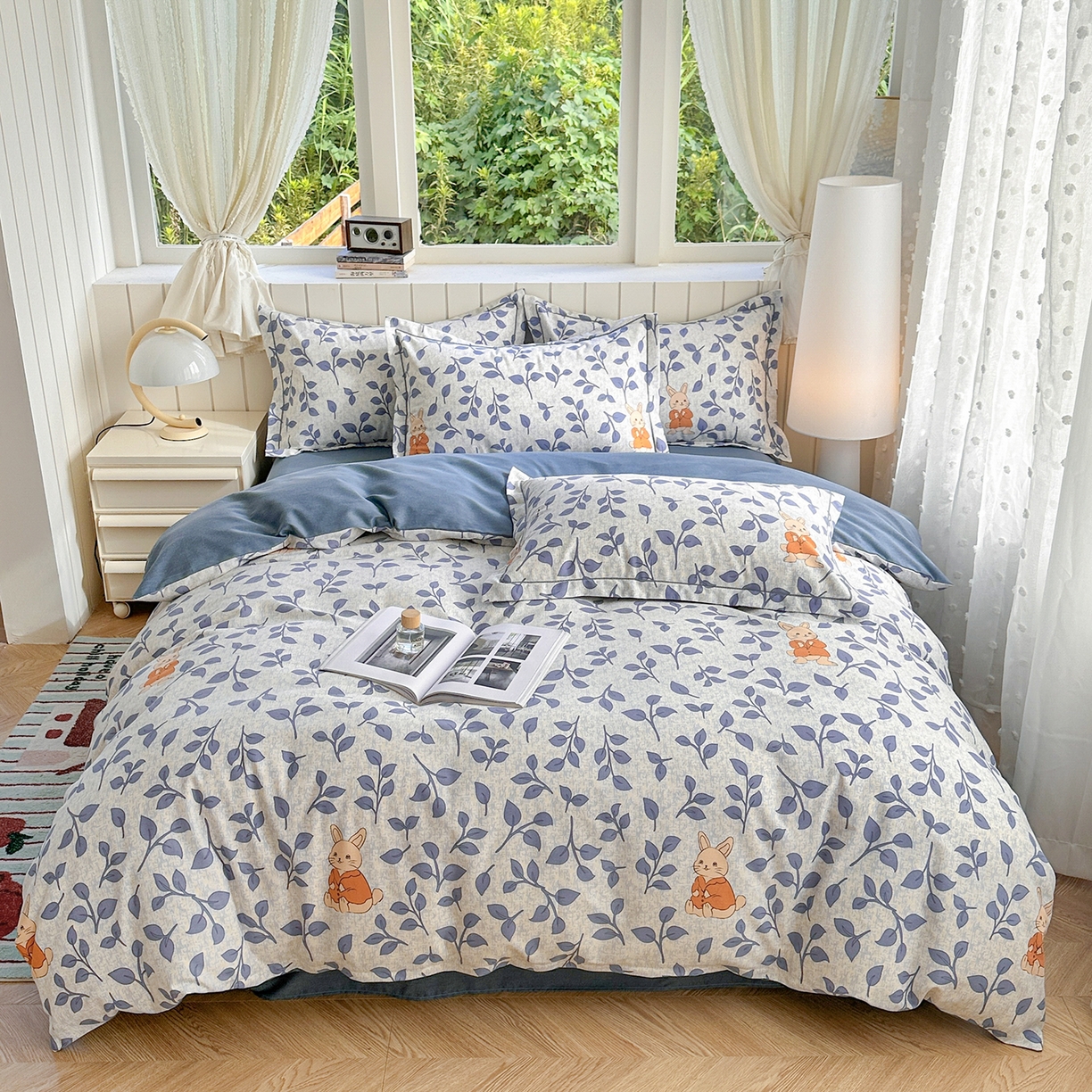 91家纺网 家纺一手货源 找家纺 2025新款全棉磨毛印花单品被套 童画小兔