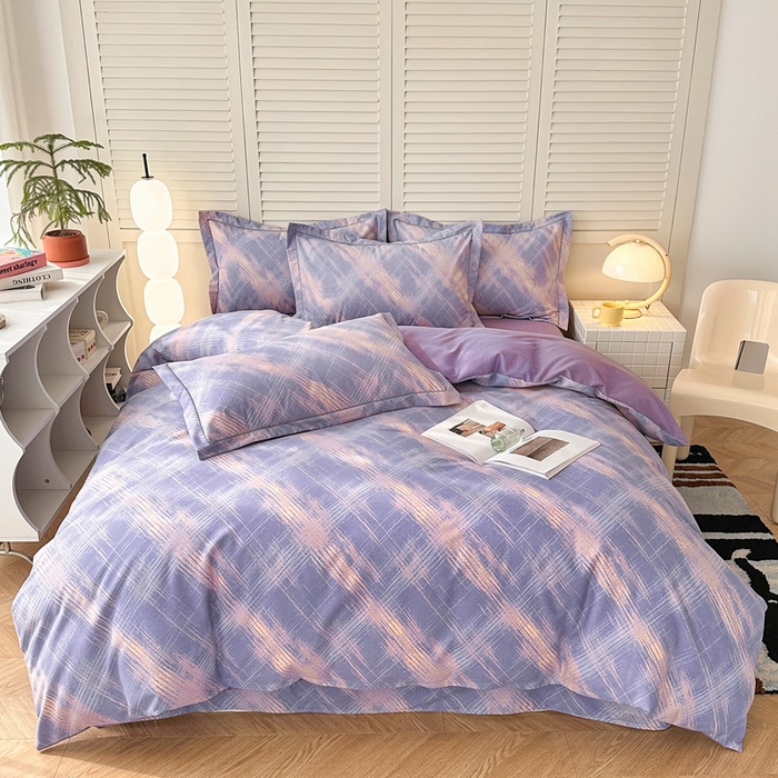 91家纺网 家纺一手货源 找家纺 2025新款全棉磨毛印花单品被套 维也纳-紫