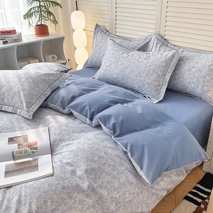 91家纺网 家纺一手货源 找家纺 2025新款全棉磨毛印花单品被套 月影灰