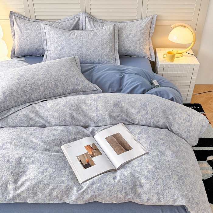 91家纺网 家纺一手货源 找家纺 2025新款全棉磨毛印花单品被套 月影灰