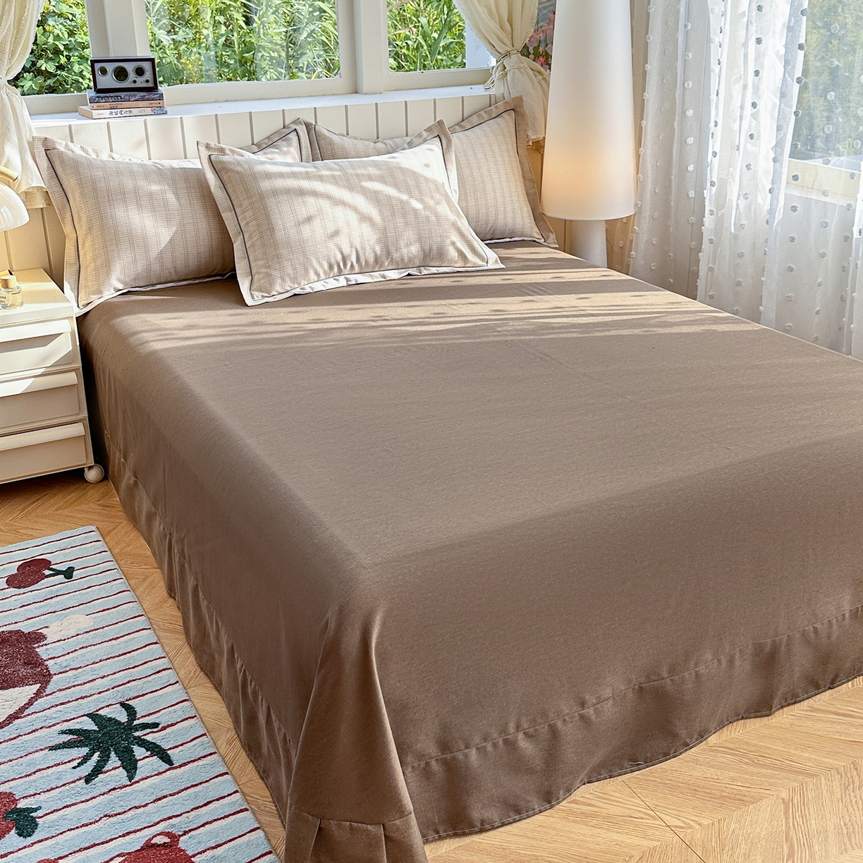 91家纺网 家纺一手货源 找家纺 2025新款全棉磨毛印花单品被套 轩尼诗-咖