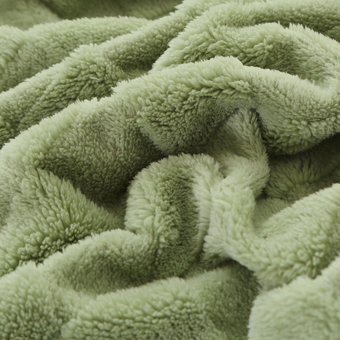 91家纺网 家纺一手货源 找家纺 栩裕纺织 2025新款意大利面包格毛毯-包边款 面包格包边款-抹茶绿