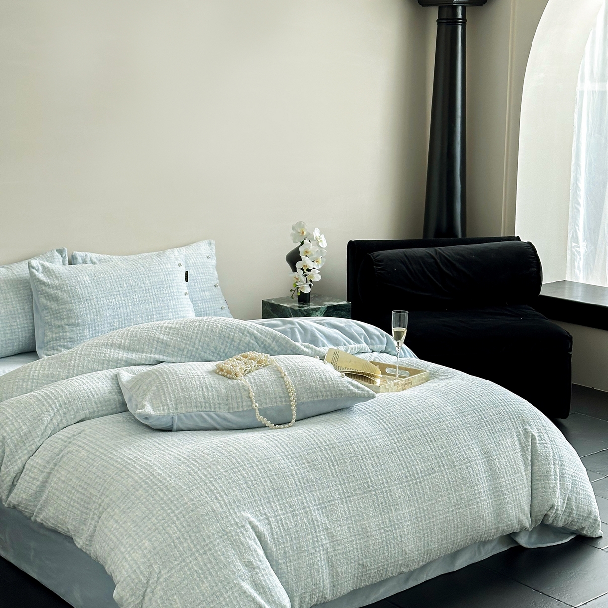 91家纺网 家纺一手货源 找家纺 （总）栩裕纺织 2025新款秋冬简约保暖四件套-风铃子