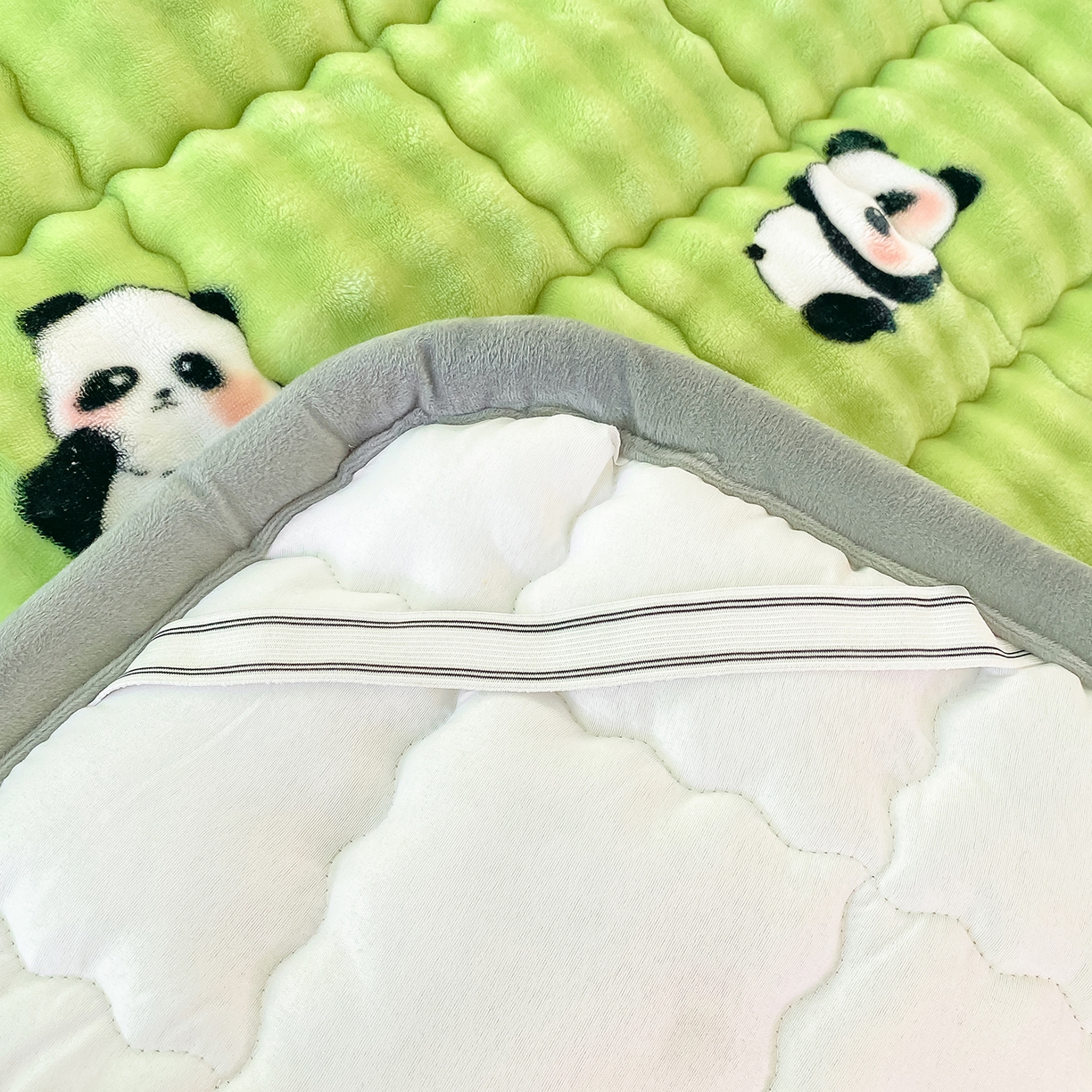 91家纺网 家纺一手货源 找家纺 眠势力 2025新款牛奶绒泡泡床垫加绒仿兔毛绒床褥子秋冬保暖珊瑚绒夹棉床护垫 熊猫