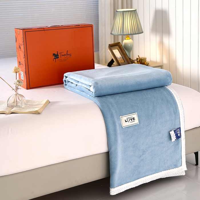 91家纺网 家纺一手货源 找家纺 伊凡毯业 2025新款260克云貂绒毛毯盖毯子直播爆款跑量毛毯 天然蓝