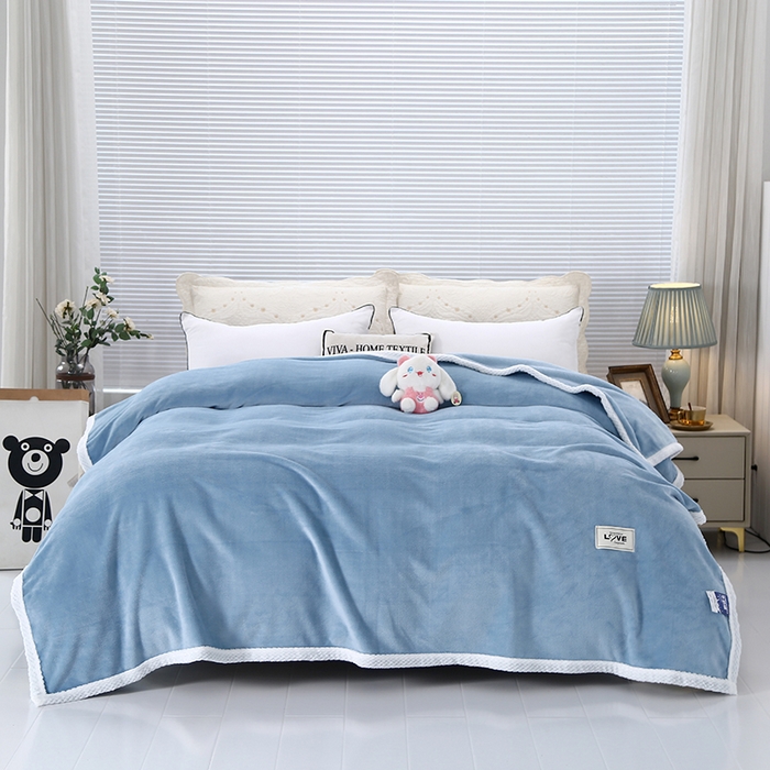 91家纺网 家纺一手货源 找家纺 伊凡毯业 2025新款260克云貂绒毛毯盖毯子直播爆款跑量毛毯 天然蓝,天然蓝