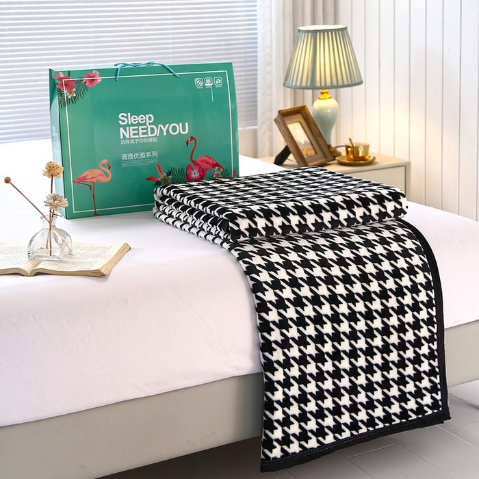 91家纺网 家纺一手货源 找家纺 伊凡毯业 2025新款260克云貂绒毛毯盖毯子直播爆款跑量毛毯 千鸟格