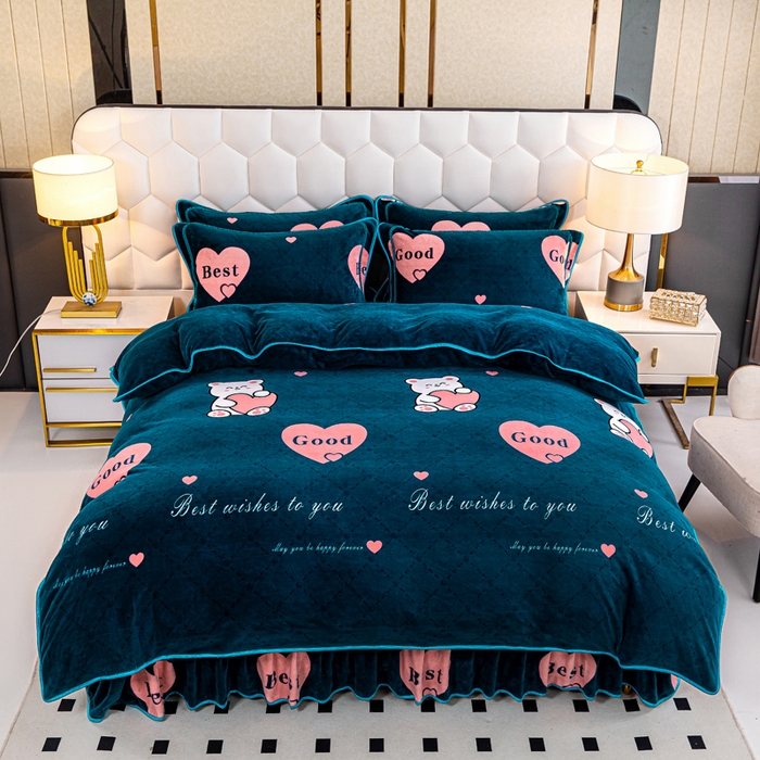 91家纺网 家纺一手货源 找家纺 眠多宝 2025新款定做特厚牛奶绒单被套可定制尺寸法莱绒水晶绒金貂绒被罩单被套 被套单件 爱心小熊