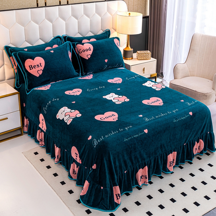 91家纺网 家纺一手货源 找家纺 眠多宝 2025新款定做特厚牛奶绒单被套可定制尺寸法莱绒水晶绒金貂绒被罩单被套 被套单件 爱心小熊