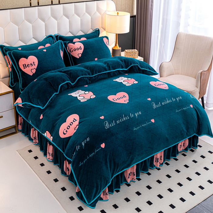 91家纺网 家纺一手货源 找家纺 眠多宝 2025新款定做特厚牛奶绒单被套可定制尺寸法莱绒水晶绒金貂绒被罩单被套 被套单件 爱心小熊