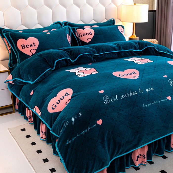 91家纺网 家纺一手货源 找家纺 眠多宝 2025新款定做特厚牛奶绒单被套可定制尺寸法莱绒水晶绒金貂绒被罩单被套 被套单件 爱心小熊