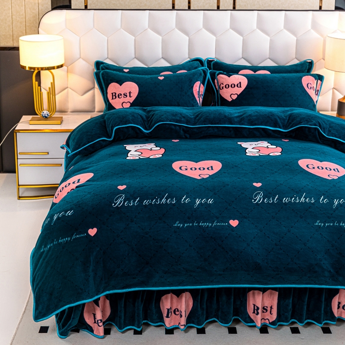 91家纺网 家纺一手货源 找家纺 眠多宝 2025新款定做特厚牛奶绒单被套可定制尺寸法莱绒水晶绒金貂绒被罩单被套 被套单件 爱心小熊