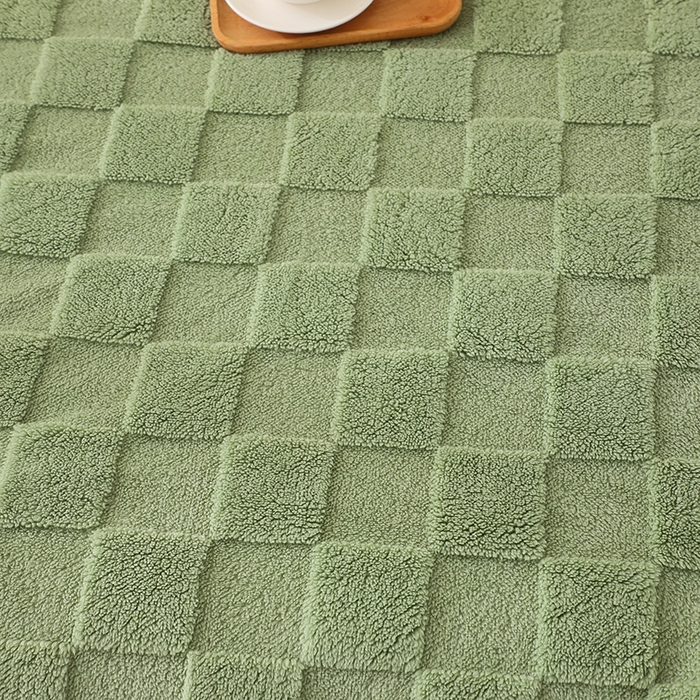 91家纺网 家纺一手货源 找家纺 栩裕纺织 2025新款意大利面包格毛毯-卷边款 面包格-抹茶绿