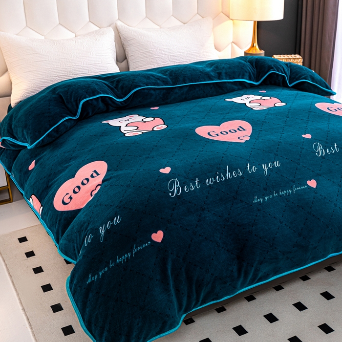 91家纺网 家纺一手货源 找家纺 眠多宝 2025新款定做特厚牛奶绒单被套可定制尺寸法莱绒水晶绒金貂绒被罩单被套 被套单件 爱心小熊