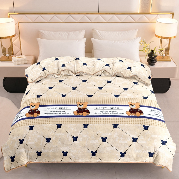 91家纺网 家纺一手货源 找家纺 眠多宝 2025新款定做特厚牛奶绒单被套可定制尺寸法莱绒水晶绒金貂绒被罩单被套 被套单件 欢乐熊