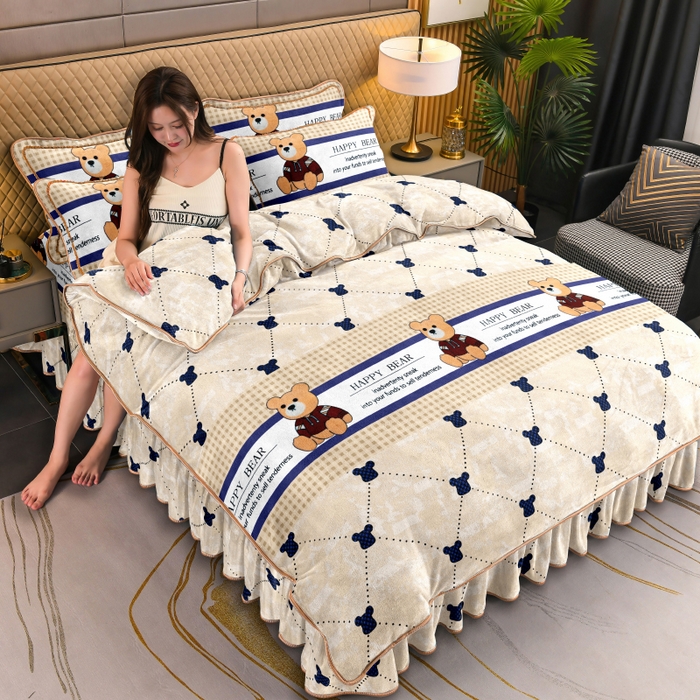 91家纺网 家纺一手货源 找家纺 眠多宝 2025新款定做特厚牛奶绒单被套可定制尺寸法莱绒水晶绒金貂绒被罩单被套 被套单件 欢乐熊