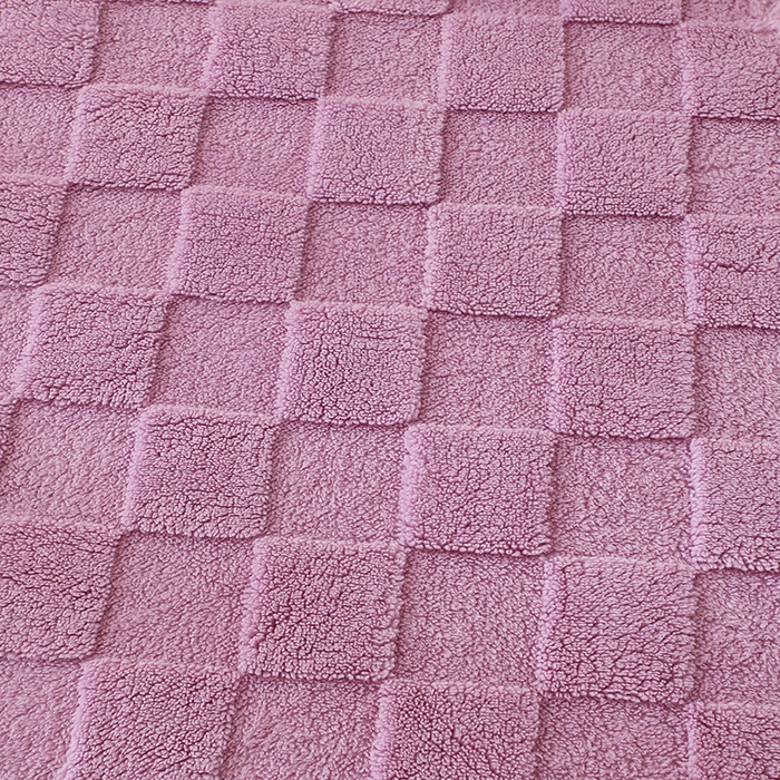 91家纺网 家纺一手货源 找家纺 栩裕纺织 2025新款意大利面包格毛毯-卷边款 面包格-莫奈紫