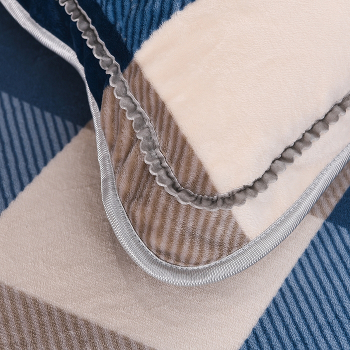 91家纺网 家纺一手货源 找家纺 眠多宝 2025新款定做特厚牛奶绒单被套可定制尺寸法莱绒水晶绒金貂绒被罩单被套 被套单件 蓝大格