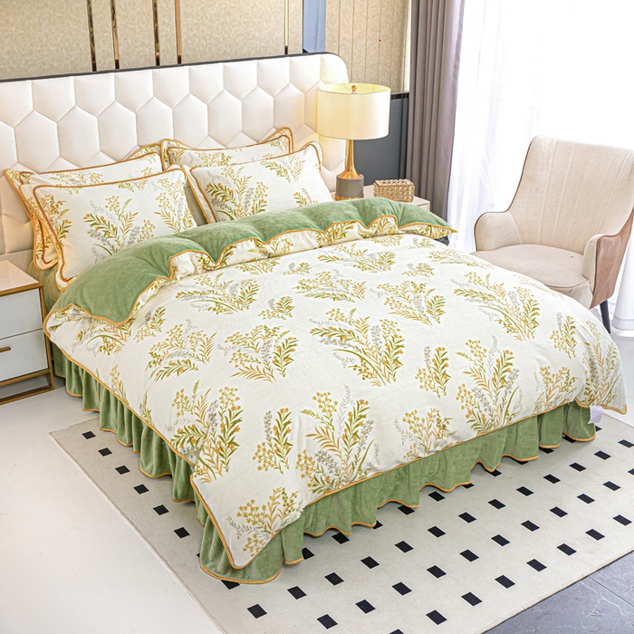 91家纺网 家纺一手货源 找家纺 眠多宝 2025新款定做特厚牛奶绒单被套可定制尺寸法莱绒水晶绒金貂绒被罩单被套 被套单件 青叶飘逸