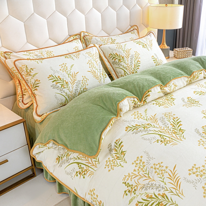 91家纺网 家纺一手货源 找家纺 眠多宝 2025新款定做特厚牛奶绒单被套可定制尺寸法莱绒水晶绒金貂绒被罩单被套 被套单件 青叶飘逸